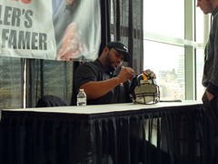 Super Bowl Champ, Jerome Bettis signing autographs at the Pittsburgh World of Wheels Auto Show
