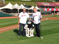 Former Pittsburgh Penguins, Troy Loney & Peter Taglianetti were on hand for a ballpark appearance with the Altoona Curve celebrating the 25th Anniversary of the Penguins 1st Stanley Cup.