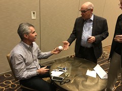 Baseball Legend Bill Buckner signs autographs for fans at the 2017 Reading Hot Stovers Event.