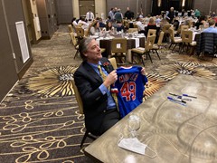 Jamie Moyer signing autographs before the 2022 Reading Hot Stovers Banquet
