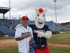 Former New York Mets manager, Bobby Valentine during his appearance with the Binghamton Rumble Ponies
